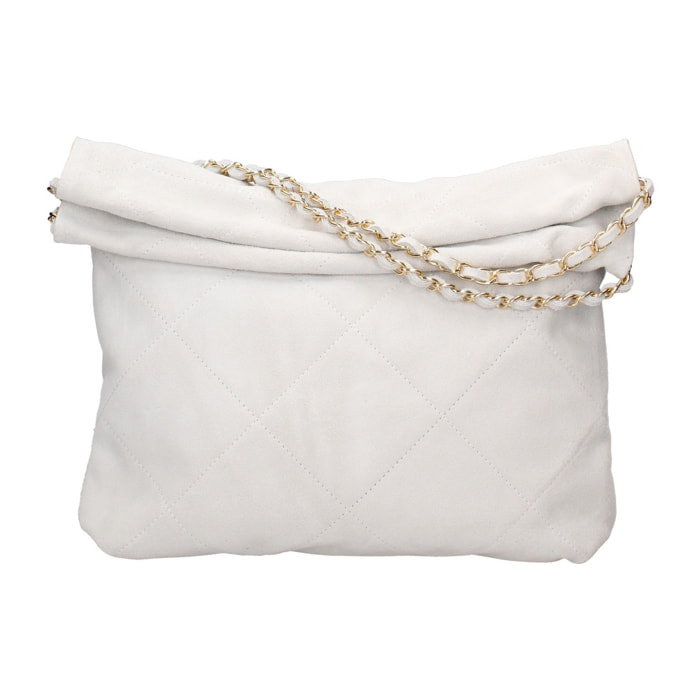 Borsa a spalla da donna Made in Italy - Modello Celeste Elite - Pelle scamosciata - 32.0 x 34.0 x 6.0 cm