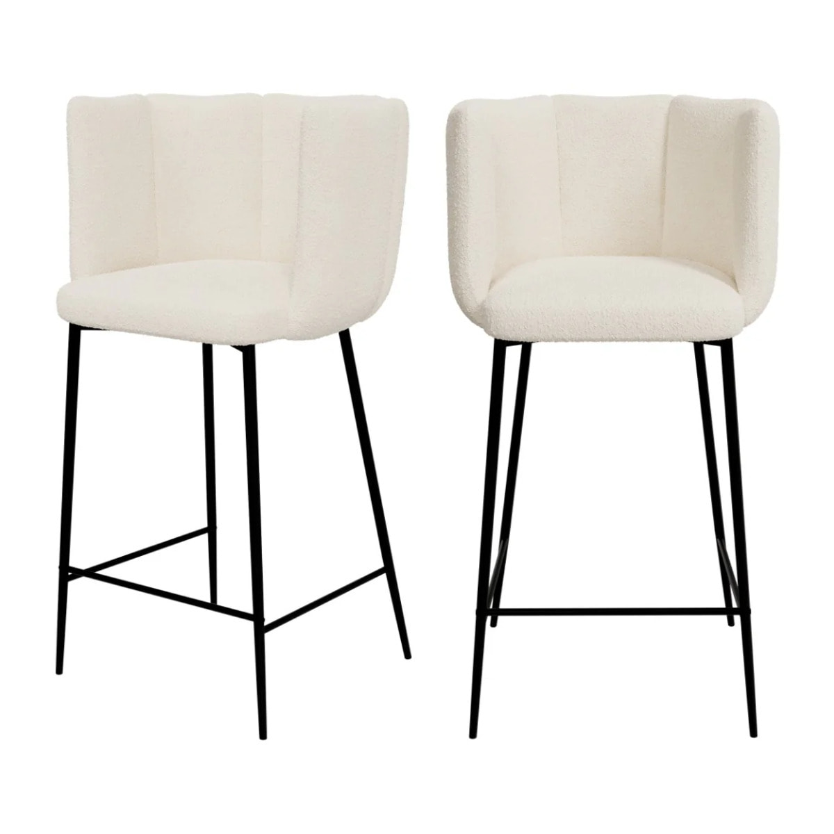 Lot de 2 chaises pour îlot central 67 cm en tissu bouclé beige - Rosy