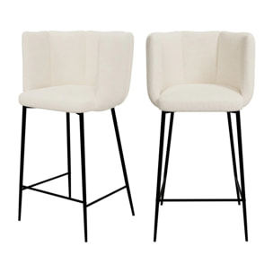 Lot de 2 chaises pour îlot central 67 cm en tissu bouclé beige - Rosy
