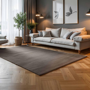 Tapis salon faux uni, poils ras, design épuré, orqo, confort