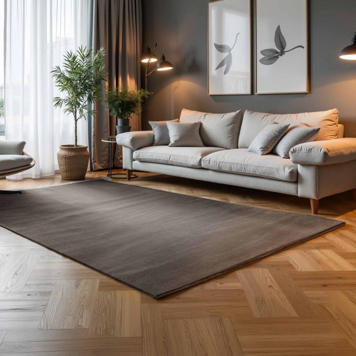 Tapis salon faux uni, poils ras, design épuré, orqo, confort