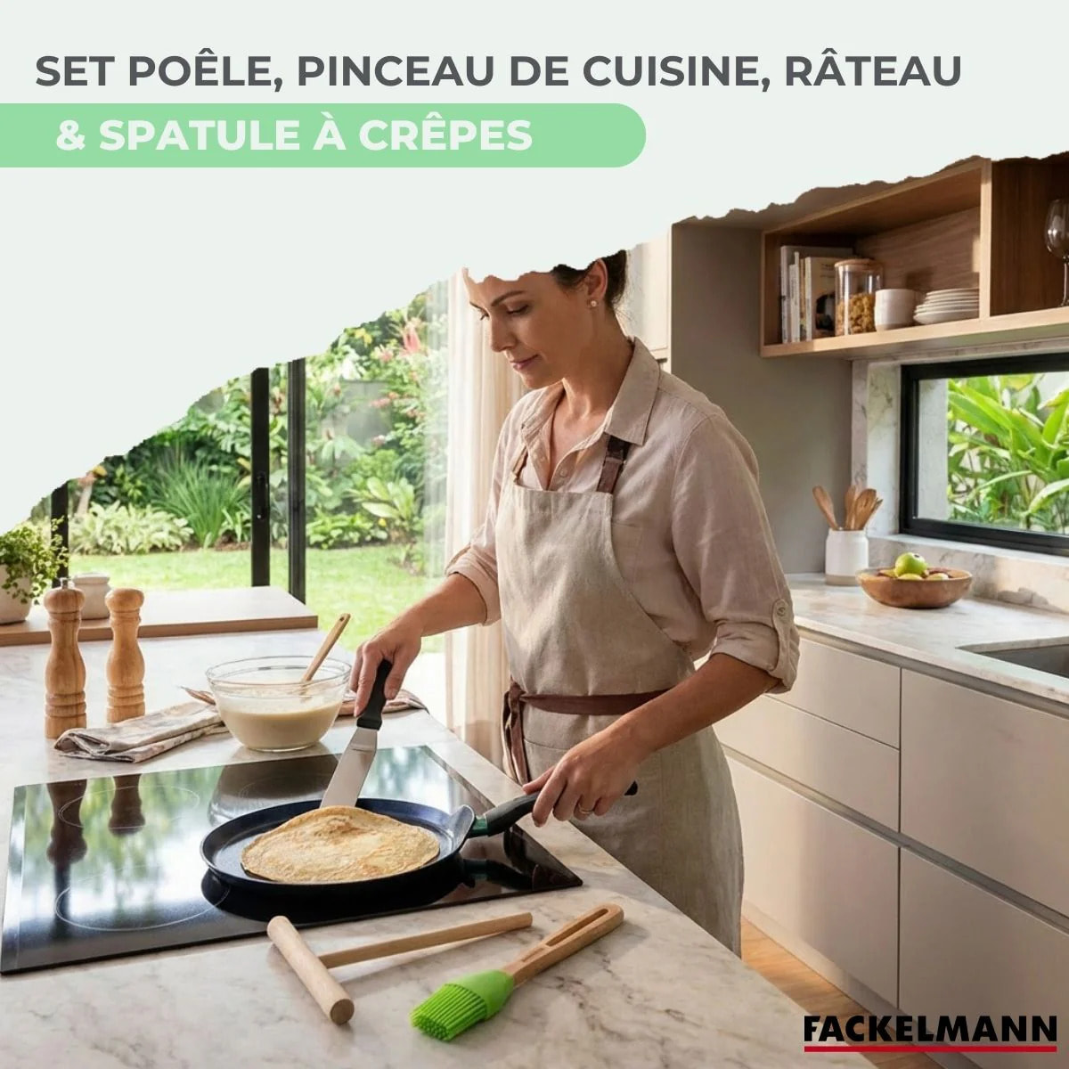Set chandeleur crêpière 26 cm et 3 ustensiles Fackelmann Brandao