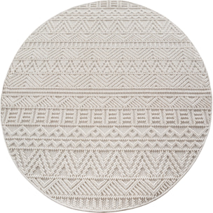 HELIX - Tapis moderne rond effet laine bouclé à motif berbère en relief crème