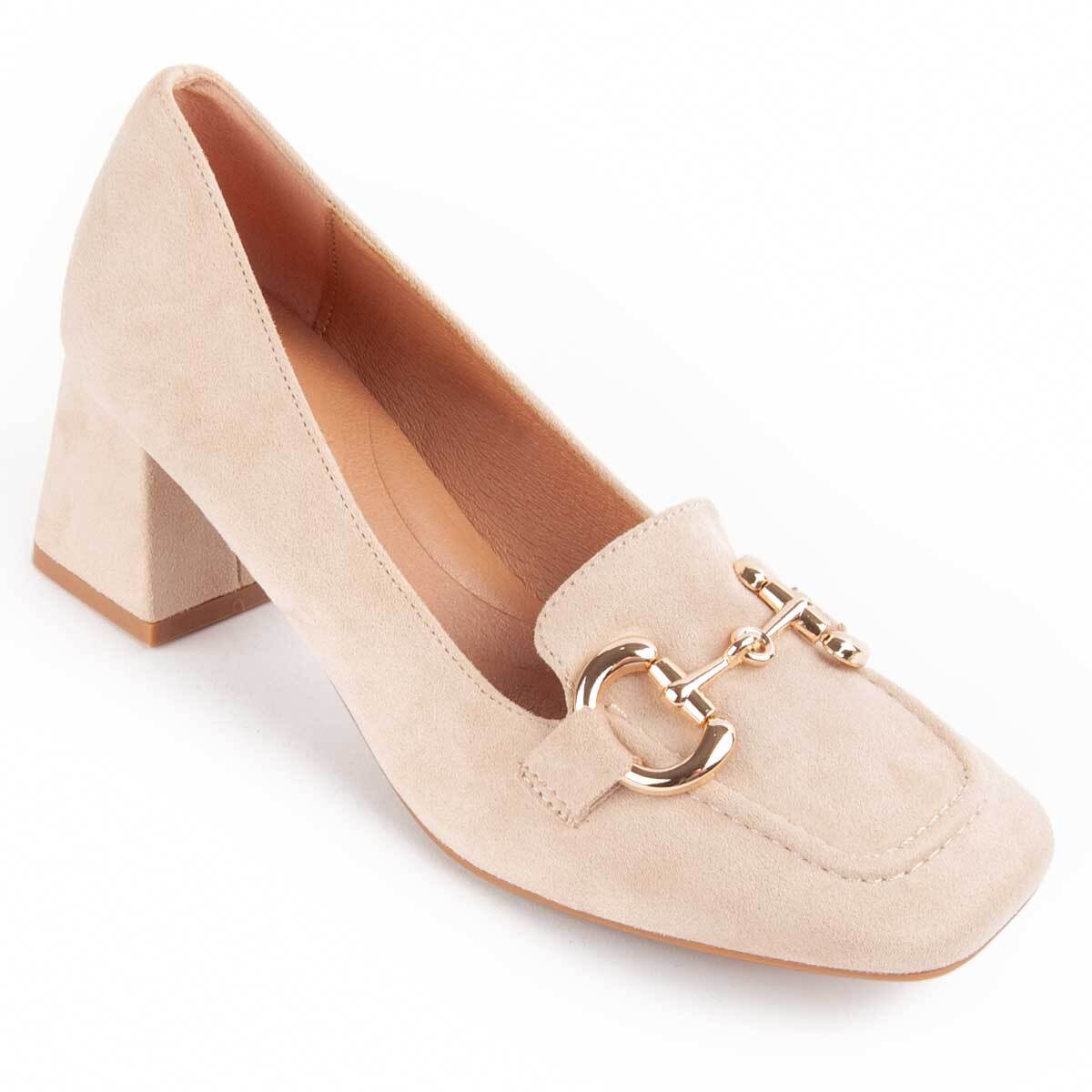 Zapato De Tacón - Beige - Altura: 6 Cm