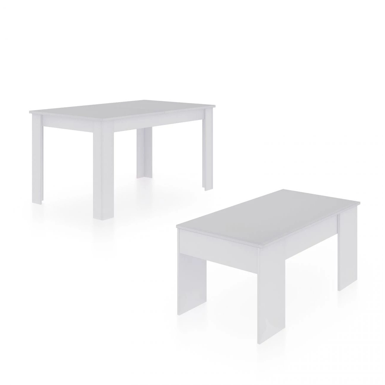 Pack mesa de comedor 140 y mesa de centro Vita Blanco Artik (Blanco Mate)