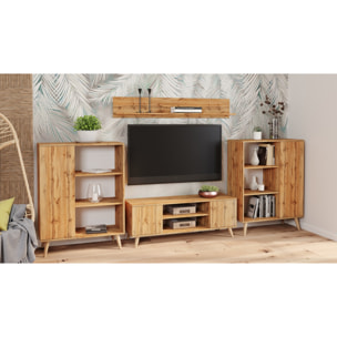 Mobile TV Focus in Rovere Gold Craft con Piedini in Faggio