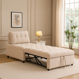 Poltrona letto singolo moderna in tessuto beige - Orleans