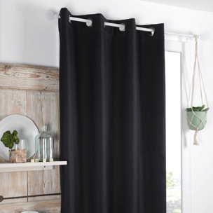 Rideau occultant et isolant doublé de polaire - Noir