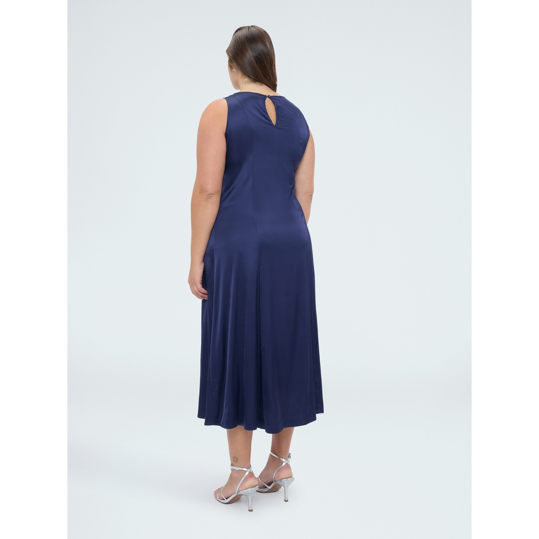 Fiorella Rubino - Vestito lungo smanicato in raso di viscosa - Blu