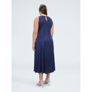 Fiorella Rubino - Vestito lungo smanicato in raso di viscosa - Blu