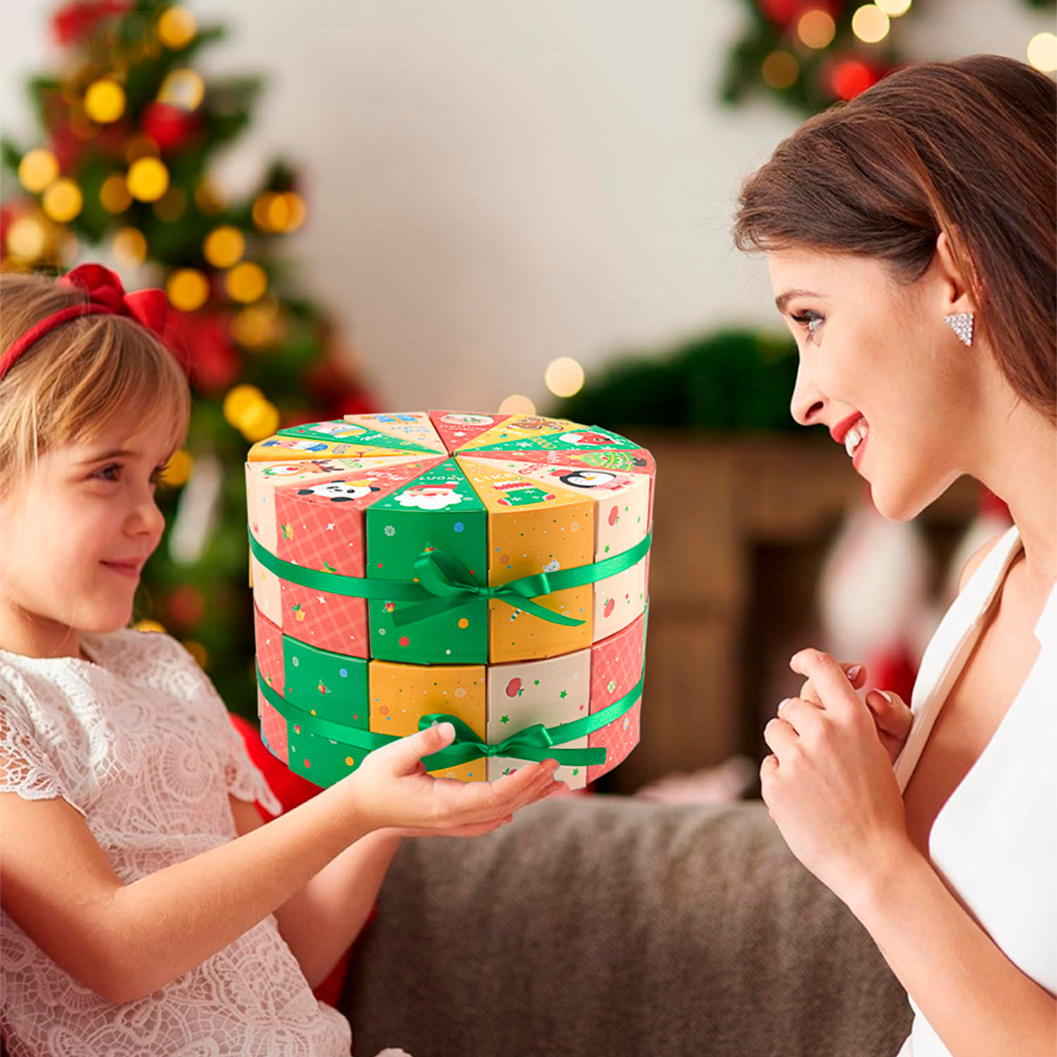 Cajas para montar y rellenar. Calendario de adviento, 24 unidades. Incluyen cinta para lazo. (No incluyen regalos).