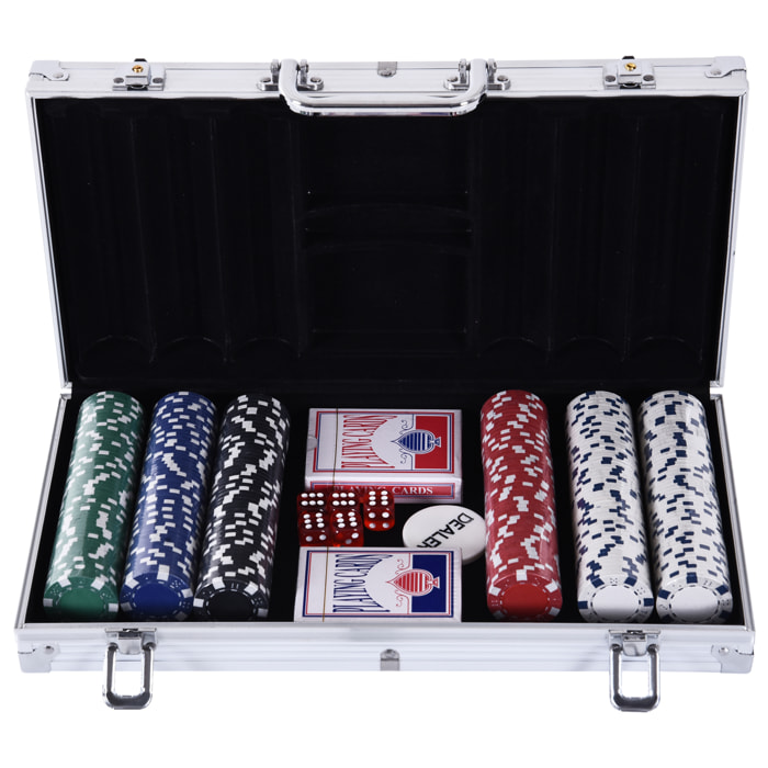 Mallette pro de poker coffret pro poker 38L x 21l x 6,5H cm 300 jetons 2 jeux de cartes + 2 clés aluminium