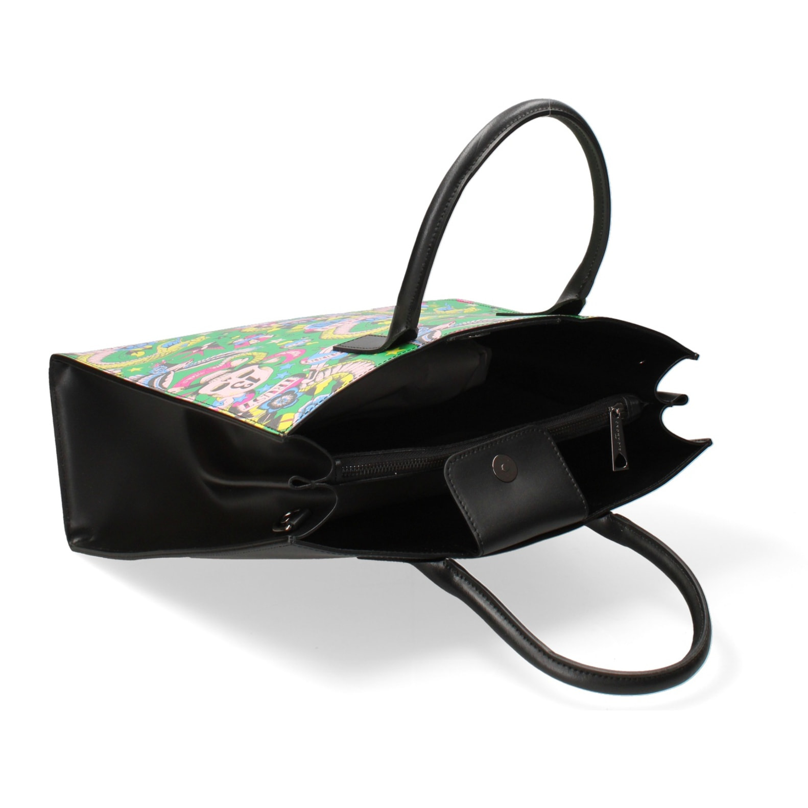Borsa a mano da donna Made in Italy - Serpenta - Pelle e Cotone - 34.0 x 32.0 x 12.5 cm