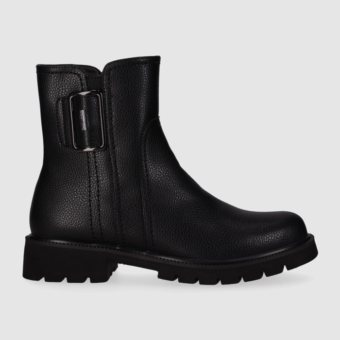 Botines de Piel - Negro - Tacón: Bajo