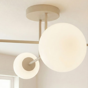 Lampada a sospensione ROMA con struttura beige e sfere in vetro opale