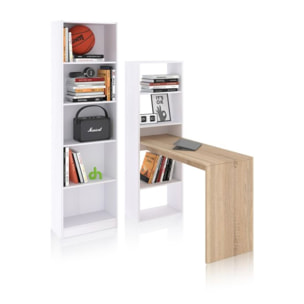 Pack escritorio y estantería Cosmic Plus Blanco Artik (Blanco Mate) - Roble Canadian