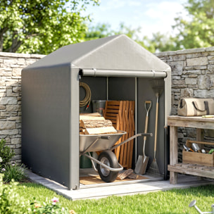 Abri de jardin tente de stockage portable abri de vélo garage pour extérieur avec cadre en métal galvanisé et grande porte, 1,2 x 1,8 m gris