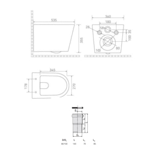 Pack WC bâti-support léger 112 cm ECO 2L Swiss Aqua Technologies + WC suspendu Ceramia + plaque blanc/chrome (STECE14WT04-FR)