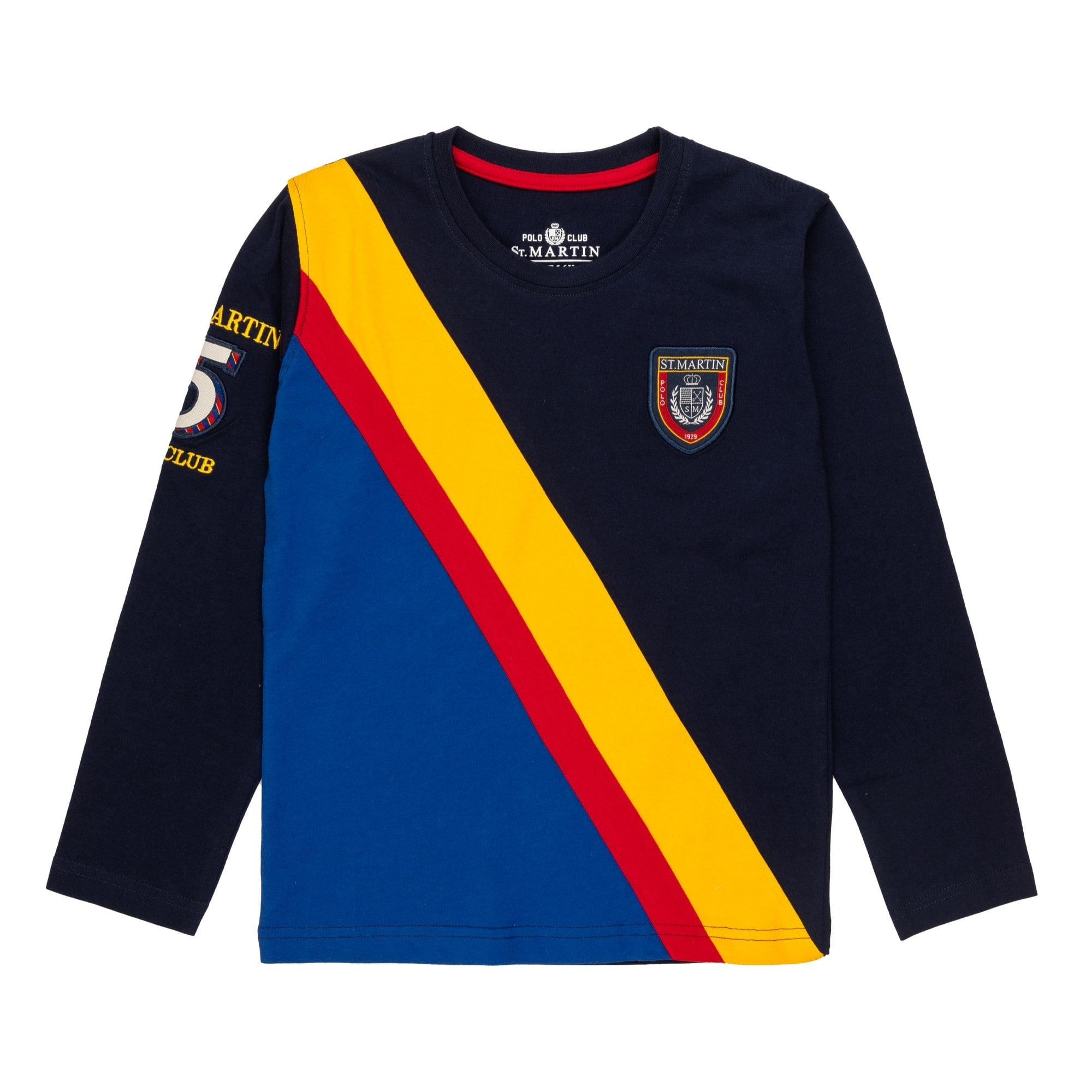 T-shirt con fasce diagonali e logo applicato