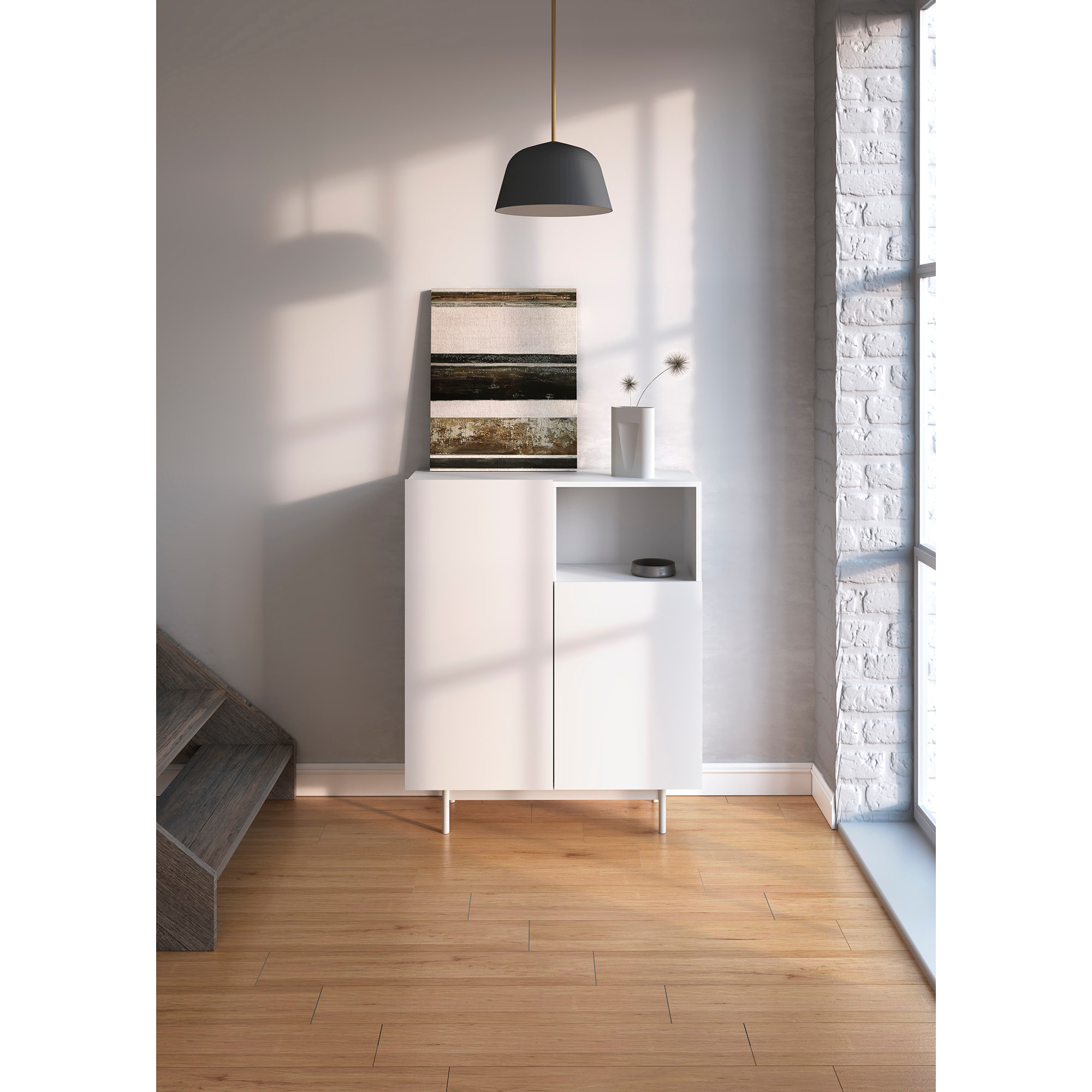 Aparador 1 hueco Printed blanco 110x90x34 cm