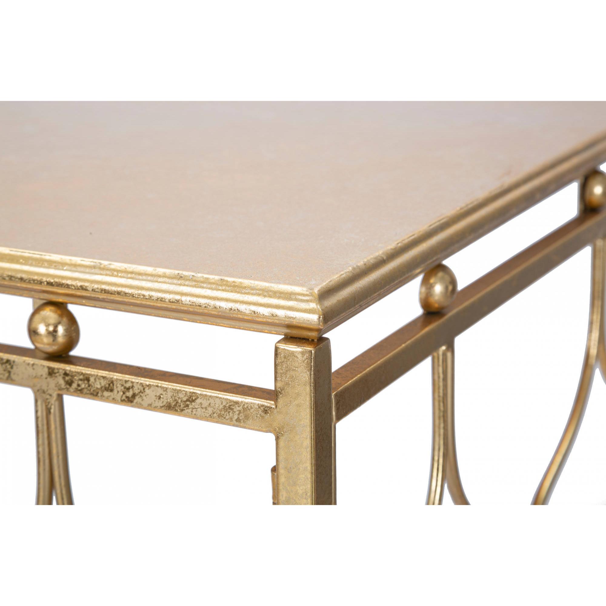 Console rettangolare, in metallo dorato, colore oro, Misure 41 x 78 x 96,5 cm