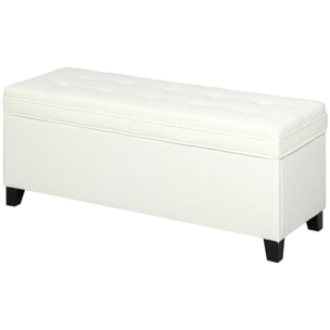 Banquette bout de lit coffre design Chesterfield dim. 120 x 40 x 48 cm tissu écru