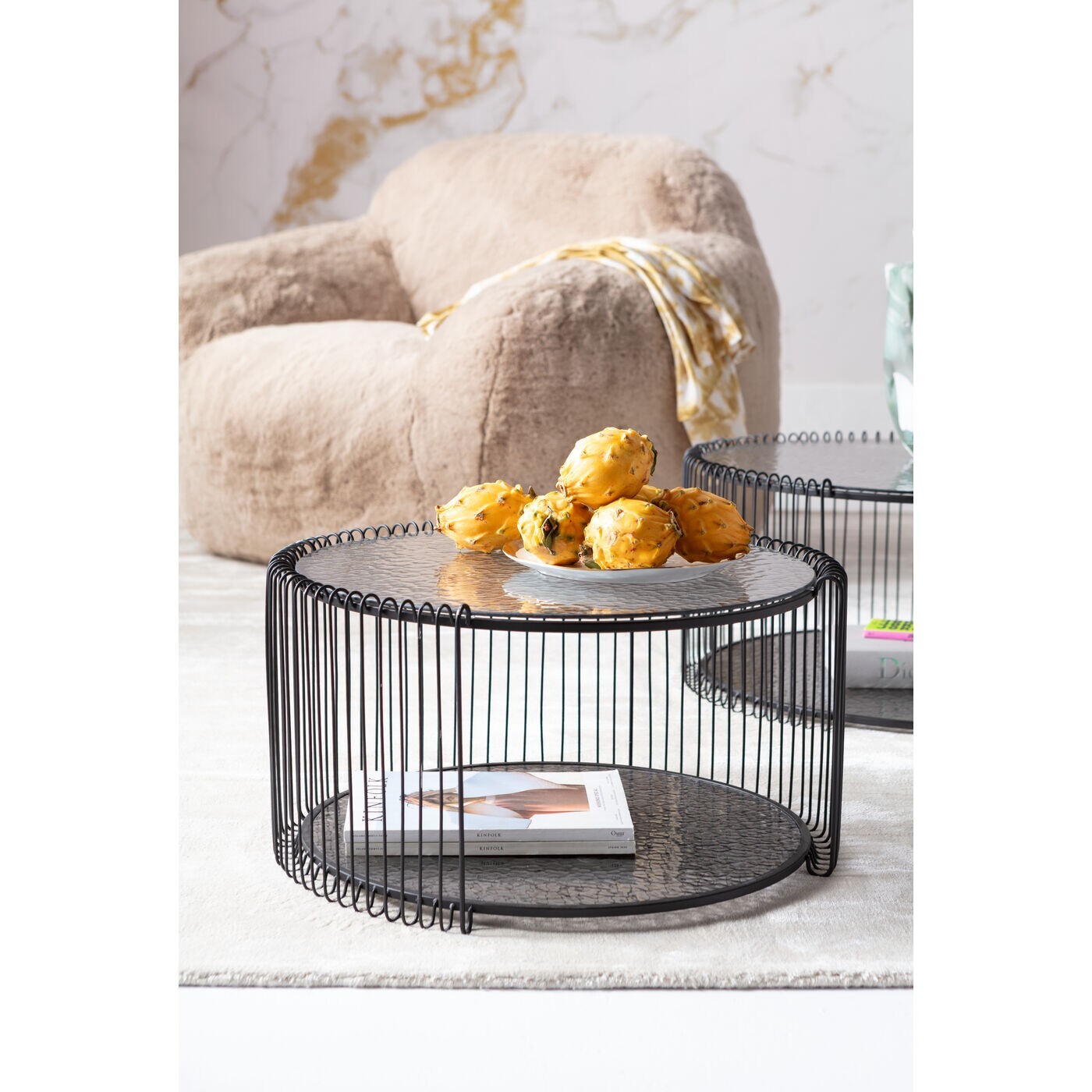 Tables basses Wire Double Bubble noires set de 2 Kare Design