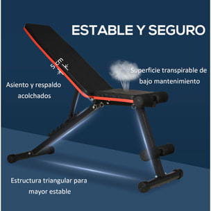 Banco de Pesas Plegable 2 en 1 Banco de Musculación de Acero con Altura Ajustable Respaldo Inclinable en 7 Posiciones para Entrenamiento en Hogar Gimnasio Carga 300 kg 116x43x56-116 cm Negro