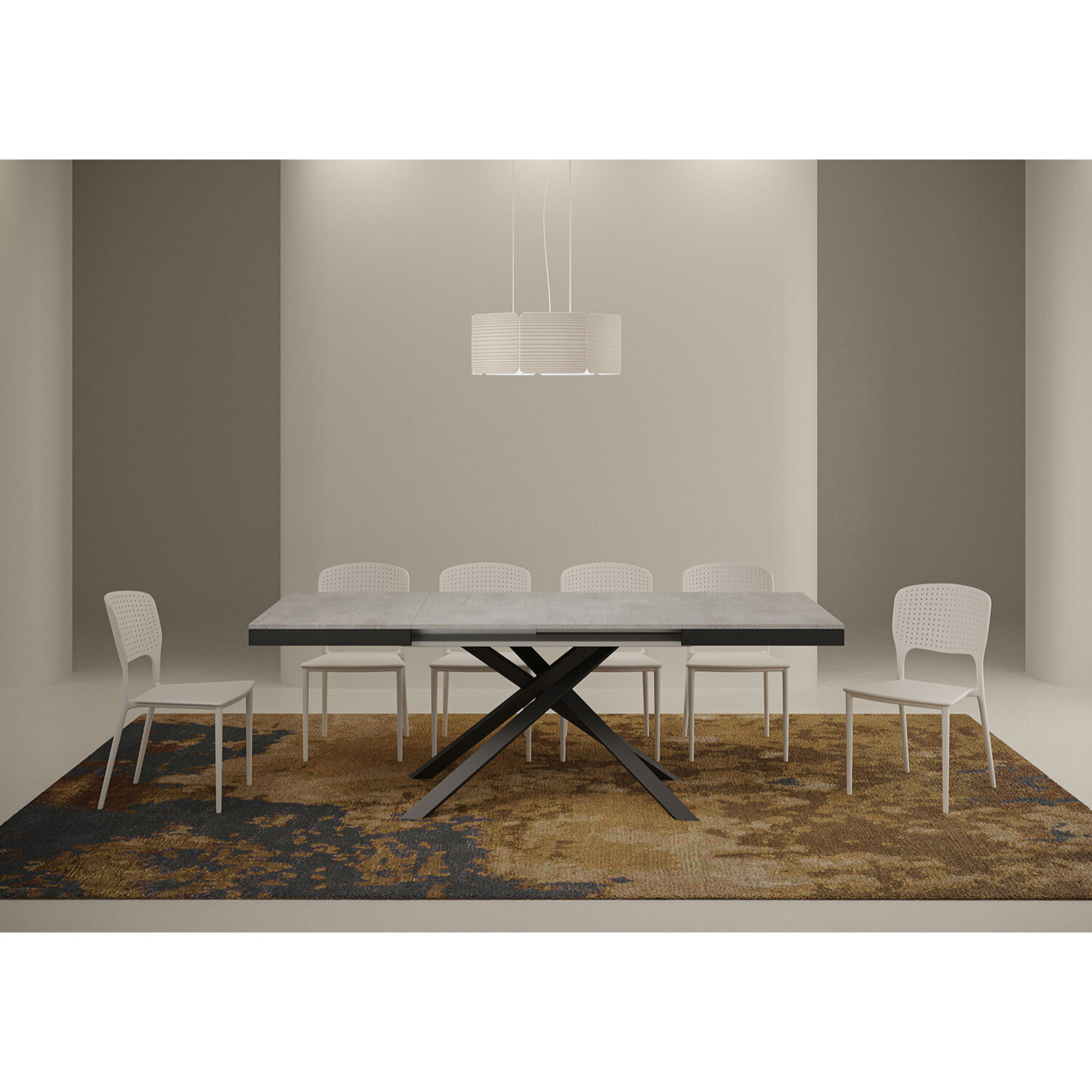 Mesa extensible 90x120/224 cm Karida Evolution cemento estructura antracita