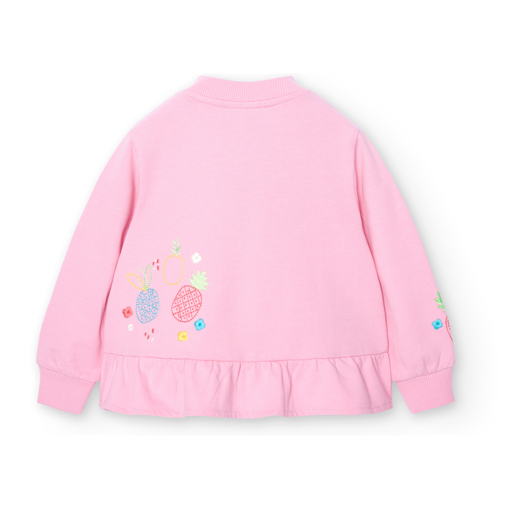 Chaqueta de felpa niÃ±a, algodÃ³n estampada, rosa, mangas