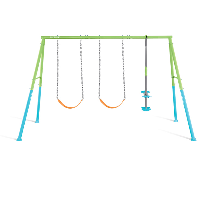 Intex Altalena Swing Set Colorata, Due Seggiolini e Dondolo, 343x249x203 cm