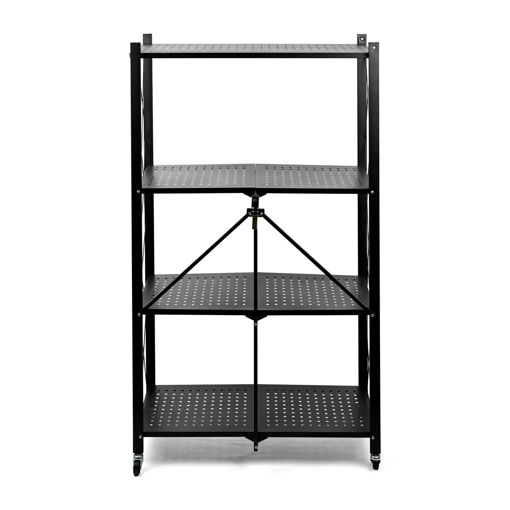 Estantería de Almacenamiento PLEGABLE de 4 Estantes con ruedas, SIN montaje - 71x34x125cm color Negro
