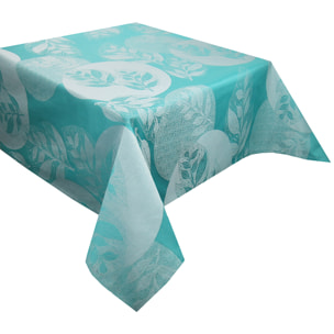 Nappe pur coton jacquard Mille Verdoyant Turquoise