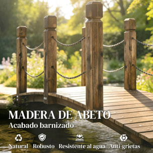 Puente de Jardín de Madera, 1,51 m, Puente Decorativo para Estanques Rústico con Barandillas de Seguridad, Carga 200 kg, Construcción Resistente, Carbonizado