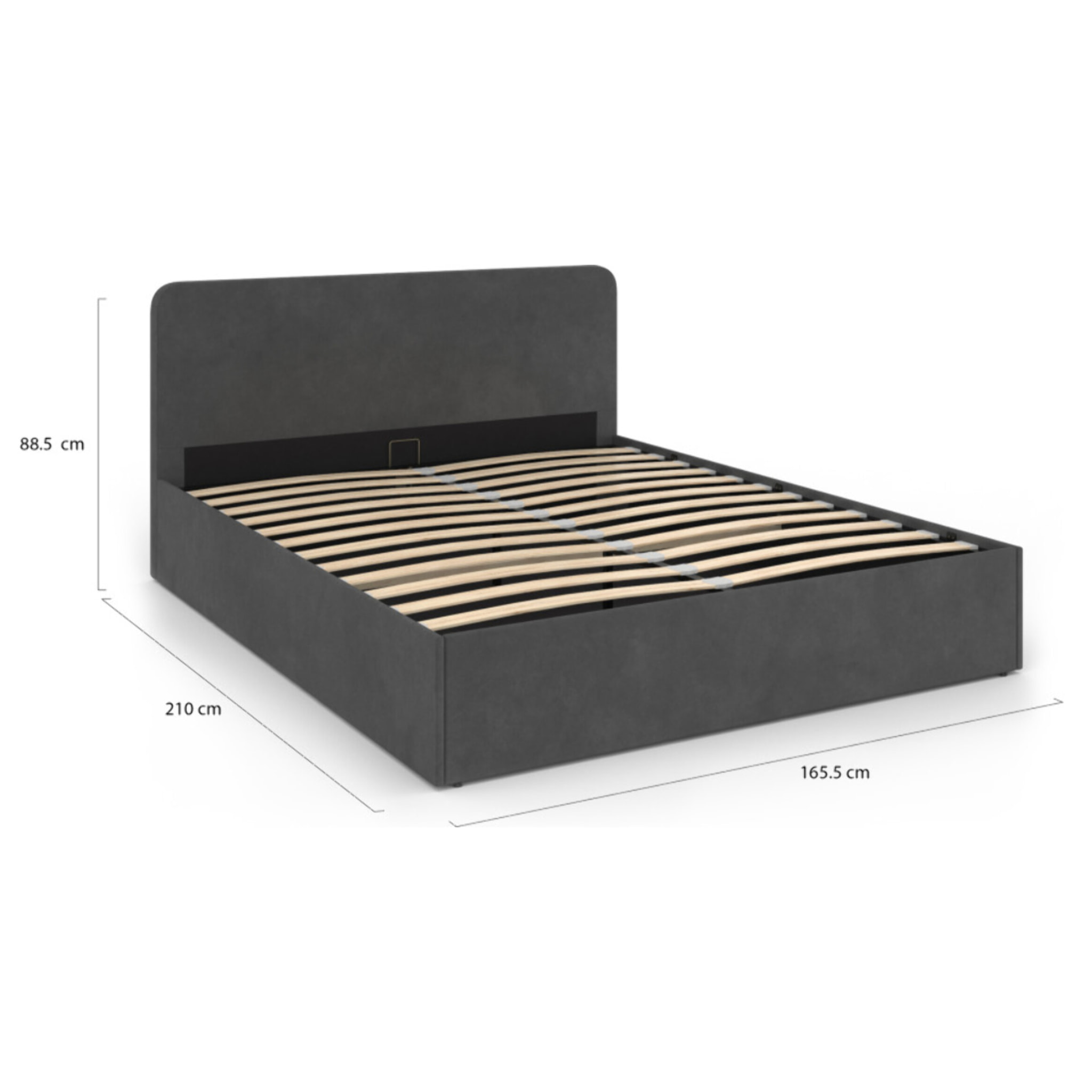 Lit avec tete de lit arrondie Louise - Velours gris