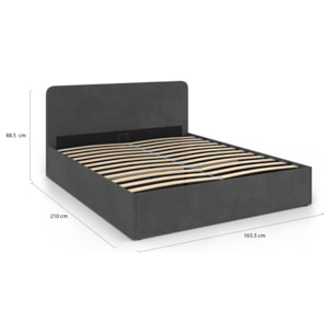 Lit avec tete de lit arrondie Louise - Velours gris