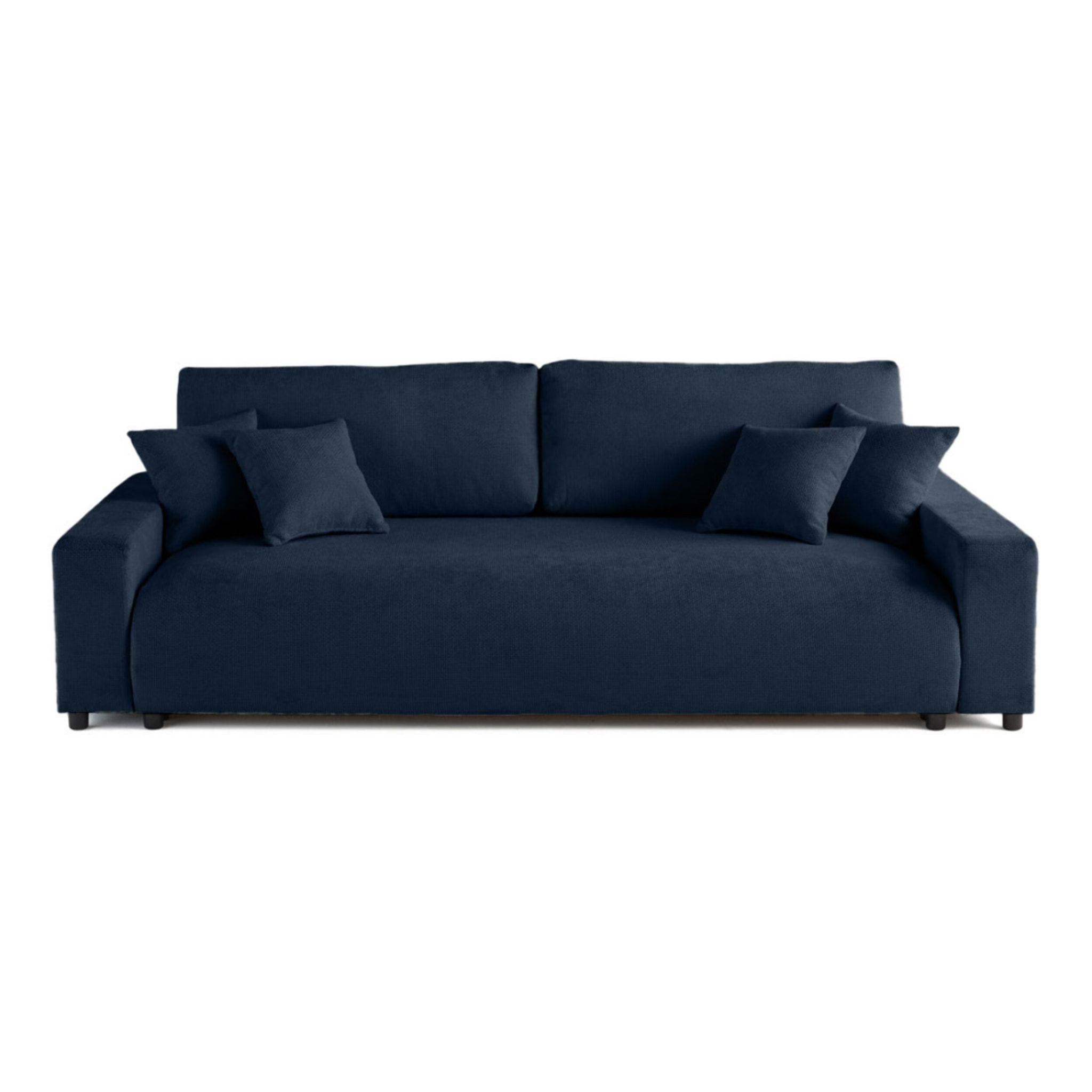 Pivoine - canapé droit 3 places - convertible avec coffre - en velours texturé - Bleu