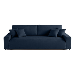 Pivoine - canapé droit 3 places - convertible avec coffre - en velours texturé - Bleu