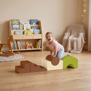Juego de 5 Bloques de Espuma para Niños, Bloques de Psicomotricidad Infantil con Base Antideslizante, Funda Extraíble, Set de Escalada Suave Interior para Escalar y Gatear, 3-6 Años