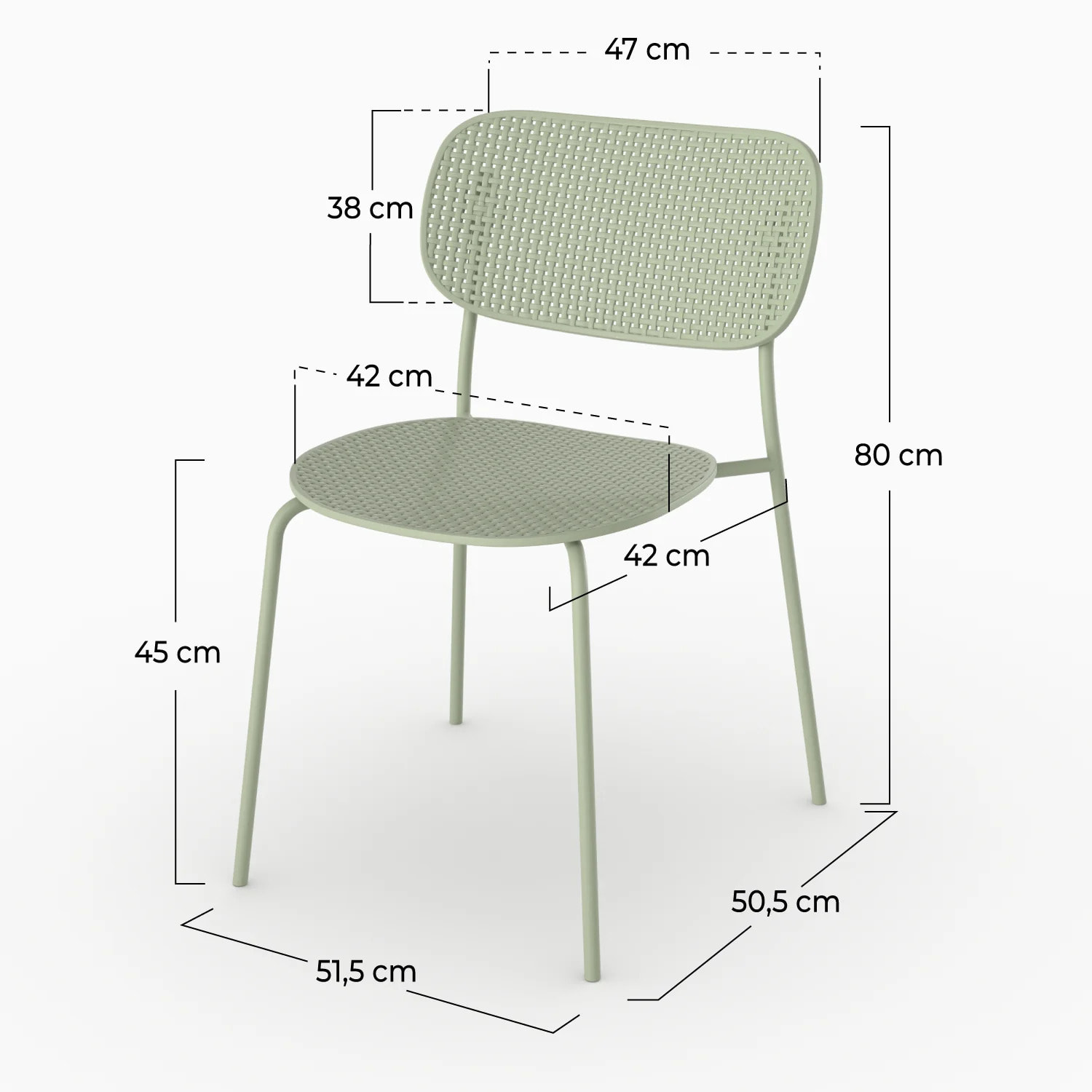 Lot de 2 chaises de jardin empilables Géa en plastique vert pastel - Géa