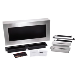 Chimenea de etanol mural de gran anchura en acero y doble llama NISA PURLINE