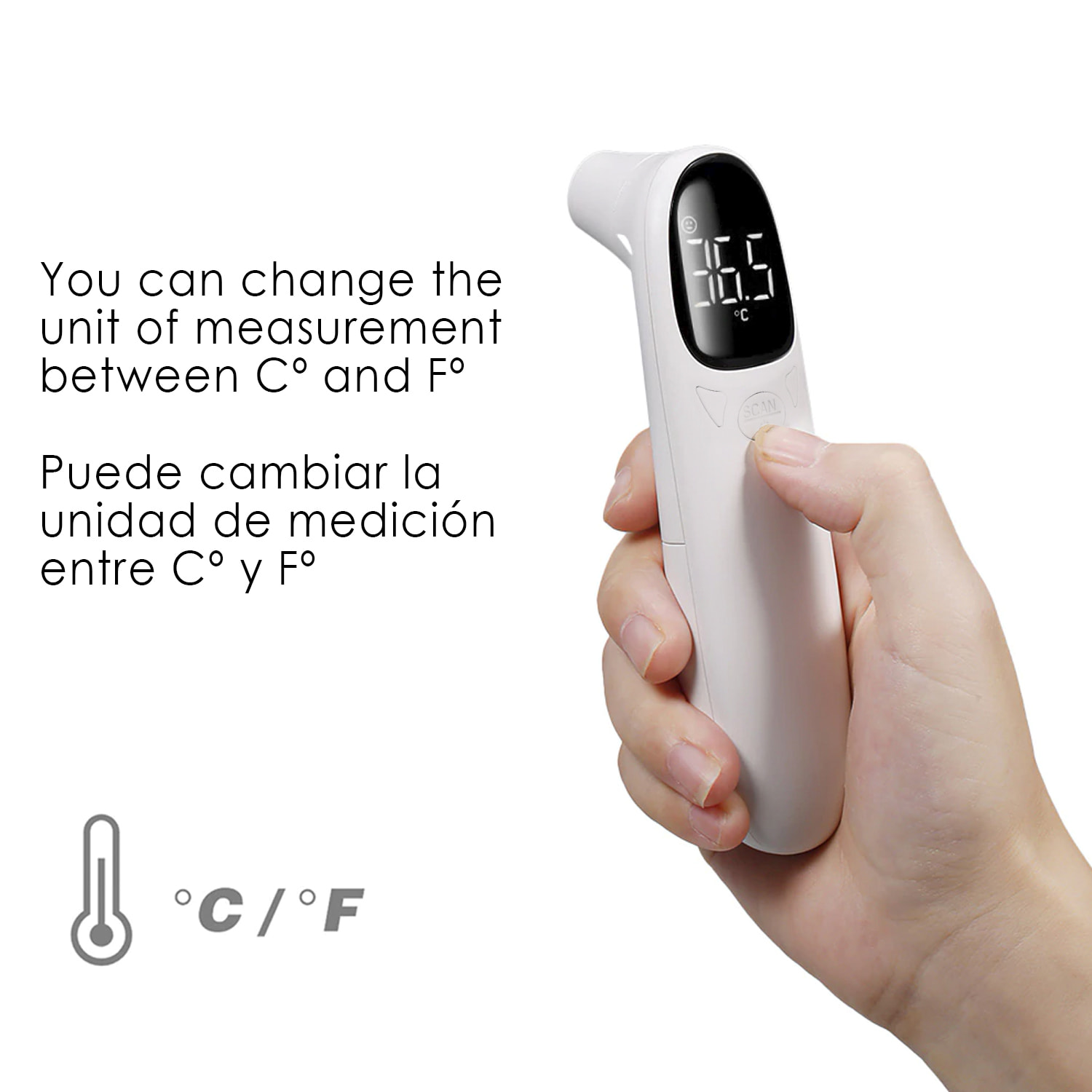 Termometro a infrarossi senza contatto. Modalità temperatura corporea e degli oggetti.