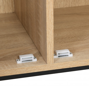 Armoire 2 portes en cannage et effet chêne - IRIS