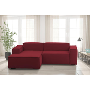 Divano fisso Daniela, Divano componibile a 2 posti large con penisola sinistra, 100% Made in Italy, Sofà moderno in tessuto, Cm 240x170h70, Rosso