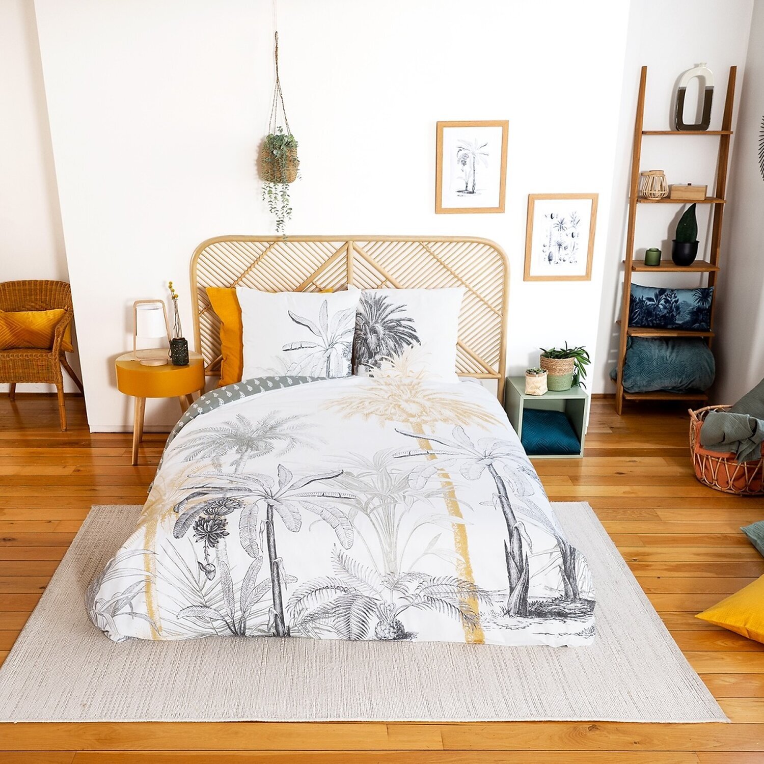 Parure housse de couette 3pcs en coton bci adouci 57 fils mig - soli