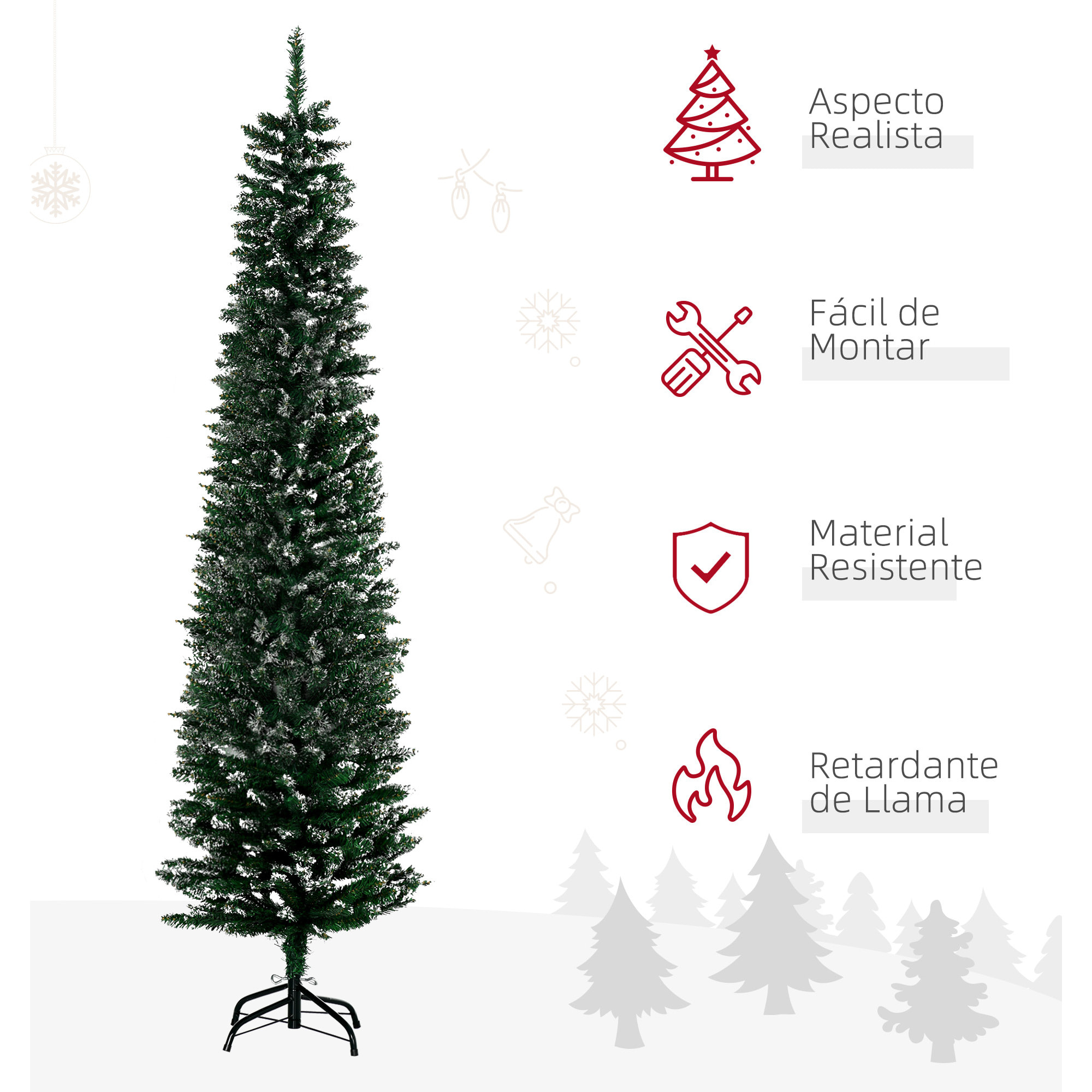 Árbol de Navidad 190 cm Árbol de Navidad Artificial con 570 Ramas y Soporte de Metal Árbol Navideño para Salón Interior Verde