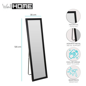 Well home espejo de pie formato rectangular con soporte metálico 35,2x125,2cm