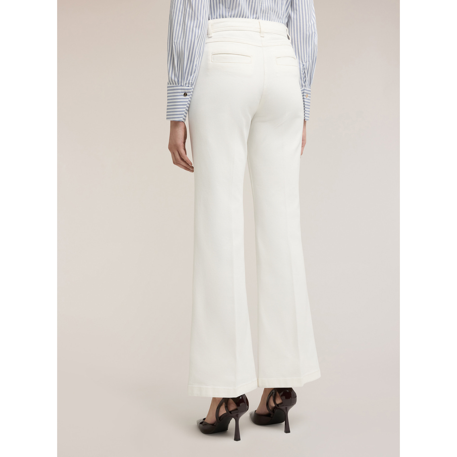 Motivi - Pantaloni flare in drill di cotone - Bianco