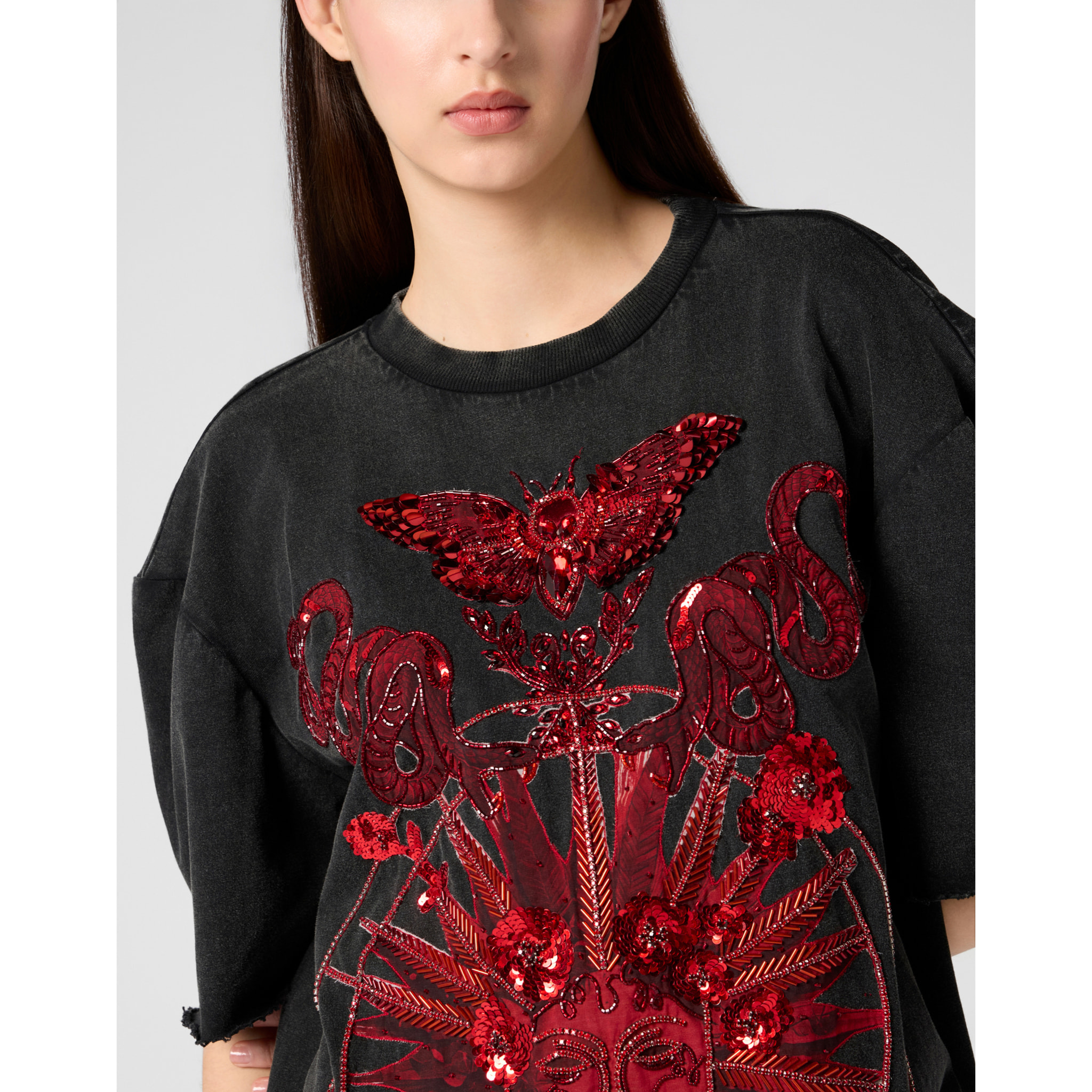 PHILIPP PLEIN Open Back T-Shirt Dress Butterfly Tattoo