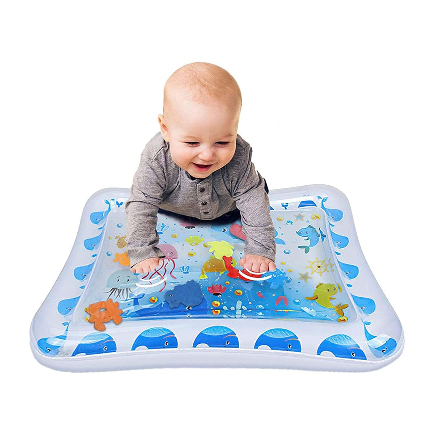 DAM Colchoneta hinchable infantil diseño vida marina. 70x50cm. 66x46x10 Cm. Color: Azul